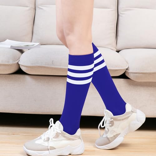 Image of DRESHOW 3 Pairs Cotton Knee High Socks for Women Solid Knit Knee Long Stocking Leg Warmer All Season Gift