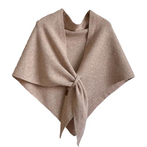 Women's Solid Color Pashmina Shawl Wraps Knitted Triangle Scarf Shawl with Loop Winter Gift