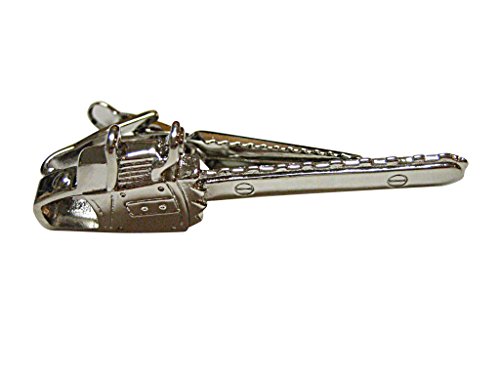 Kiola Designs Silver Toned Full Chainsaw Tie Clip