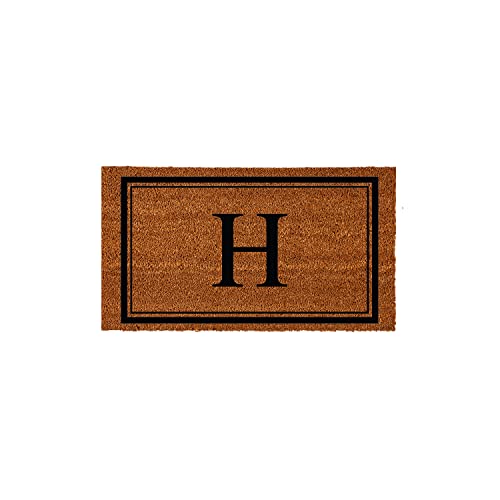 Evergreen Flag Monogram Letter H Entrance Doormat | 28 x 16 inches | Dirt Catching Natural Coir | All-Season | Non-Slip Backing | Indoor and Outdoor Home Decor