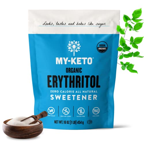 My-Keto Sweetener - Keto Diet Friendly, All Natural, White Sugar Substitute - Zero Sugar, Zero Calorie, Zero Net Carb (My-Keto Organic Erythritol Sweetener, 1 Pound (Pack of 1))