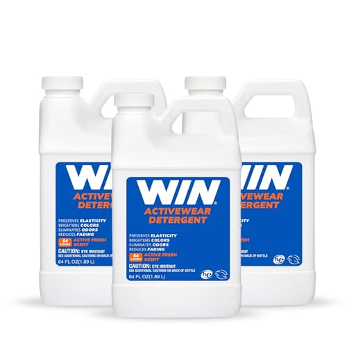 WIN Activewear Detergent - Active Fresh (Blue) 64 Fl Oz 3-Pack - Sports Detergent for Sweaty Workout Clothes - Removes Odor from Running Cycling Yoga Apparel and Football Hockey Lacrosse Gymnastics