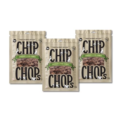 Image of Chip Chops Chicken Liver Cubes Dog Treats, Healthy and Easily Digestible Snacks, Training and Reward Treats Suitable for All Dog Breeds 250g - Pack of 3