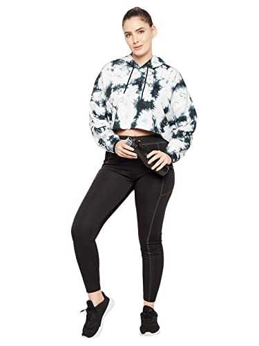 Image of Clovia Women's Cotton Comfort Fit Tie-Dye Print Cropped Hoodie