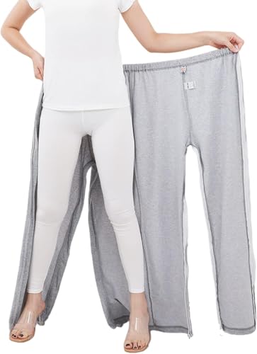 高齢者用失禁患者服、ジッパー付き患者パンツ、寝たきり患者服 リハビリズボン 女性と男性用、麻痺服 アスレチックパンツ(XL)