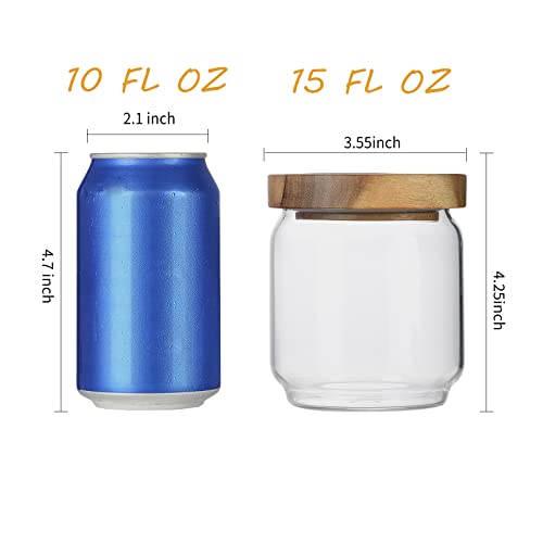 Homtop Glass Storage Containers Set Of 4, 15 Fl Oz High Borosilicate Glass Jars Kitchen Food Canisters With Acacia Wood Lids For Coffee Beans/Sugar/Tea/Nuts #TOP1