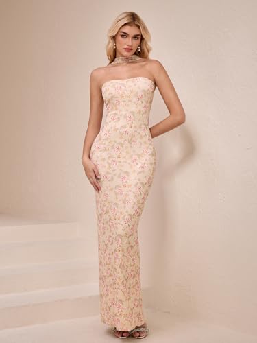 Image of HTZMO Women Elegant Summer Bodycon Maxi Dress Halter Neck Formal Wedding Guest Cocktail Party Long Dresses