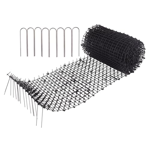 Vtedu Cat Scat Mat 6.5FT, Humane Spike Deterrent for Outdoor Garden Lawn, Flexible Roll with Ground Staples Included and Easy Installation Guide