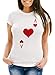 Produktbild MoonWorks® Damen T-Shirt Kartenspiel Kostüm Spielkarten Gruppenkostüm Karten Fasching Karneval Faschingsshirt Herz Ass weiß S