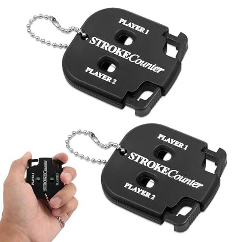 Vylro 2 Piezas Contador de Golpes para Golf con Cadena, Ligero y Portátil Contador de Golpes de Golf Mini, Negro Contador De Puntaje De Golf con Cadena, para Diferentes Tipos Competiciones y Juegos