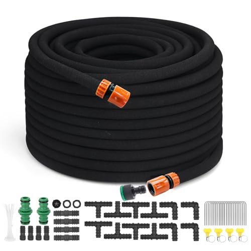 AIODE Kit de tuyau d'arrosage goutte à goutte - Tuyau poreux pour parterres de jardin, légumes et pelouse (45 m)