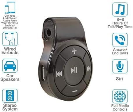 Miniatura 5 de Receptor Bluetooth con clip para auriculares, adaptador de audio inalámbrico para kit auxiliar de automóvil y audio en el hogar, adaptador de