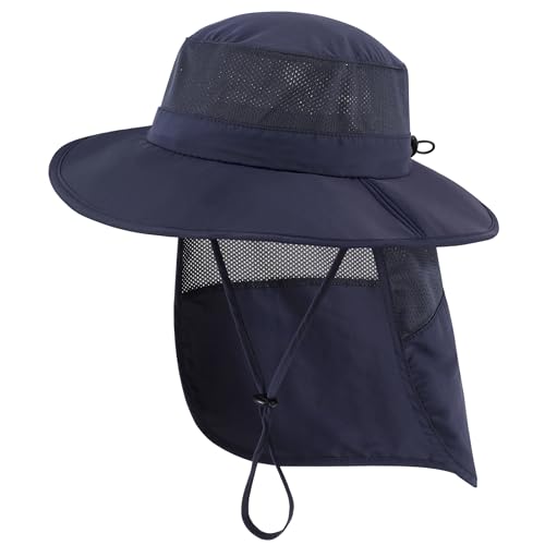 Image of Home Prefer UPF50+ Kids Girls Boys Sun Hat Wide Brim Fishing Hat with Neck Flap Adventure Beach Safari Sun Protection Cap