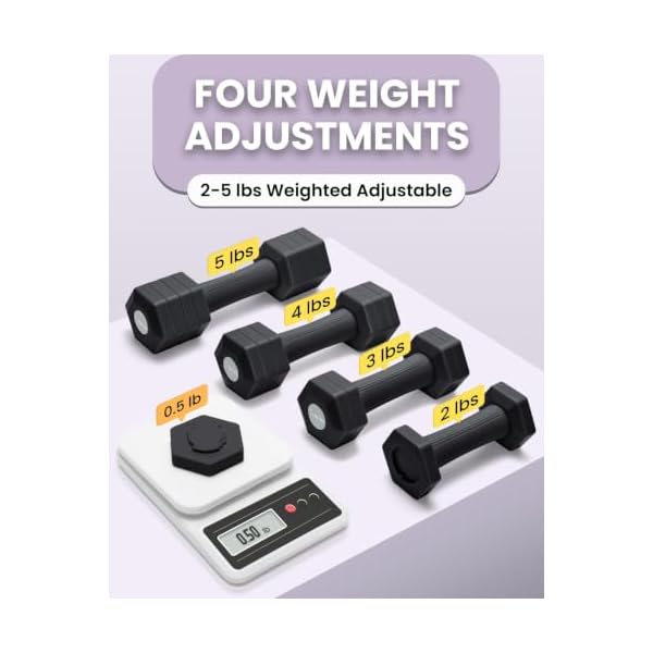 Adjustable Dumbbell Set, 4-in-1 Hand Weights, 5/6 LB Pair for Women Men - Image 2
