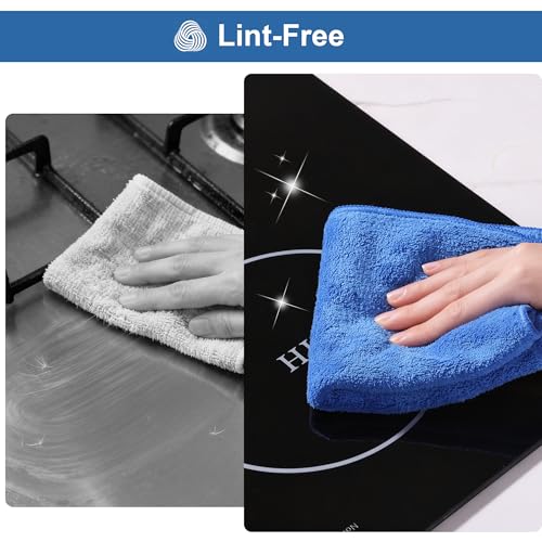 Image of JOYMOOP Microfiber Cleaning Cloths 18 Packs, 11.8 inch x 11.8 inch Blue Reusable Kitchen Towels, Lint-Free Cleaning Rags, Super Absorbent Cleaning Cloths for Kitchen, Car, and Household Cleaning