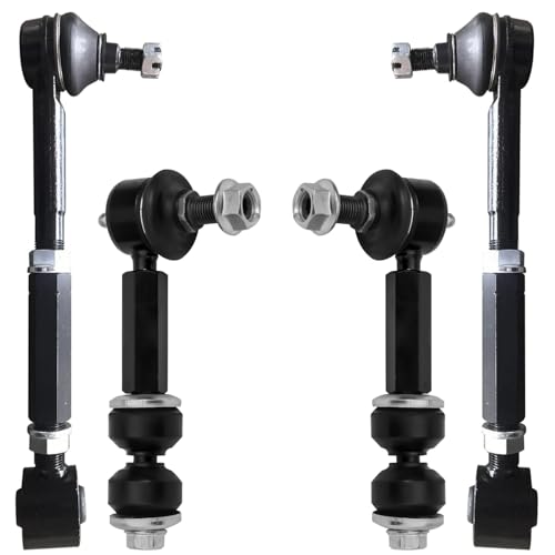 Image of Detroit Axle - 4pc Rear Control Arms Kit for 2006 2007 2008 2009 2010 2011 Toyota RAV4 [Adjustable], 2 Lower Forward Control Arms with Ball Joint 2 Sway Bar End Links Replacement