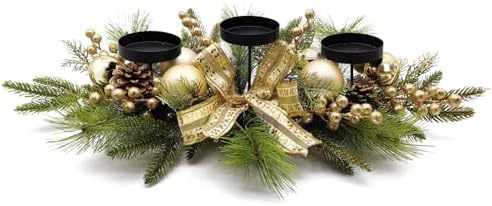 Christmas Centerpiece Table Decorations, Includes 3 Candle Holder...