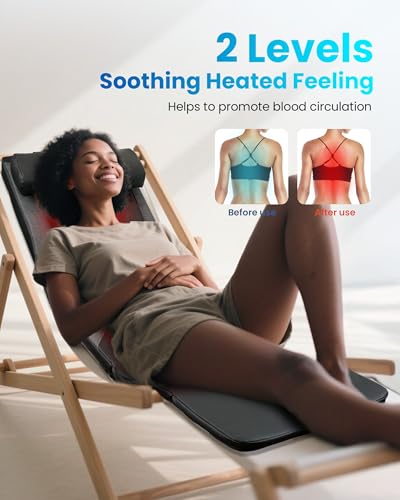 COMFIER Massagematte für den ganzen Körper, Wärmefunktion, Shiatsu-Rückenmassage, tiefenwirksame Knetmassage und Vibration, geeignet für Stuhl, Sofa und Bett, Geschenk für Mama und Papa