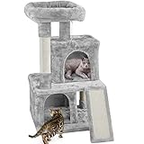 Yaheetech Cat Tree Cat Tower 36-inch Kitten Stand House Condo with Double Condos, Large Plush Perch & Scratching Board Kitty Furniture Play Center for Indoor Cats Activity