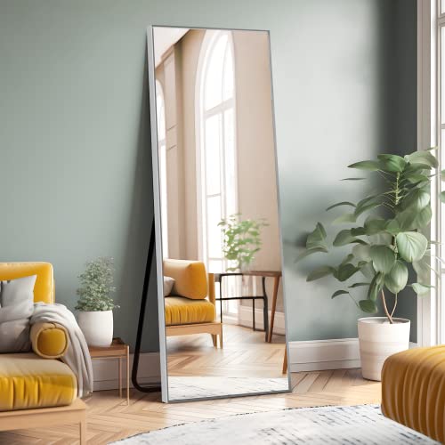 Image of NeuType Full Length Floor Mirror with Standing Holder Bedroom (Silver)
