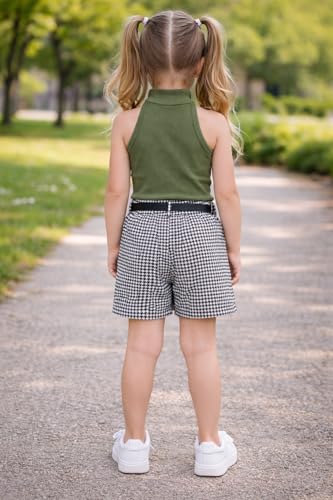 Image of Girl's Solid Cotton Blend Style Top and Shorts Set
