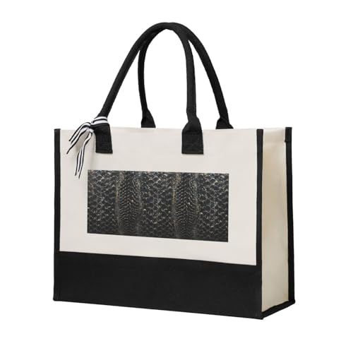 Sac fourre-tout en toile spacieux : finis les sacs fragiles avec ce cabas serpent beige