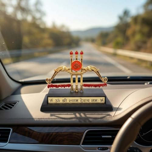 Image of HindCraft Khatu Shyam Car Dashboard Idol Showpiece - Shyam Baba Decorative Murti for Car, Home Temple, Office Desk, Spiritual Vastu Decor Gift Item