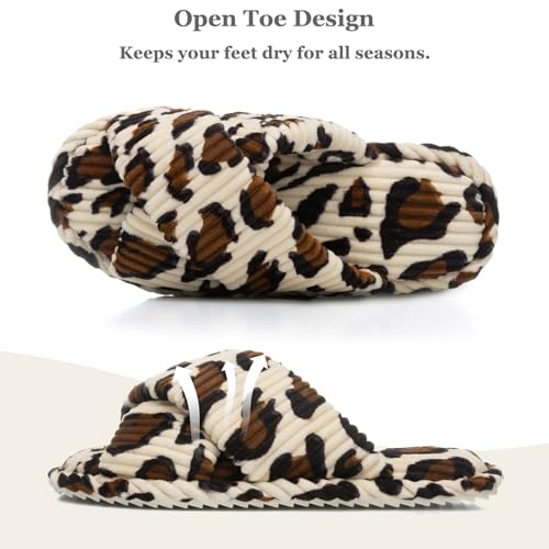 Image of GOEWY Slippers for Women Memory Foam House Bedroom Corduroy Crossbands Open Toe Slides Sandals Shoes Comfy Trendy Gift for womens Anti-Skid sole
