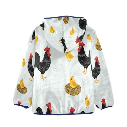 Chicken Nest Bird Pattern Toddler Fleece Jacket Girl Boys Hooded Fleece Jacket Coat Warm Outwear Zip-up 3-10T2