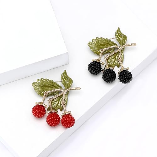 Image of Enamel Fruit Brooch for Women Rhinestones Fruit Lapel Pin Elegant Fruit Brooches Jewelry Gift, Perfect for Dresses Hat Bag