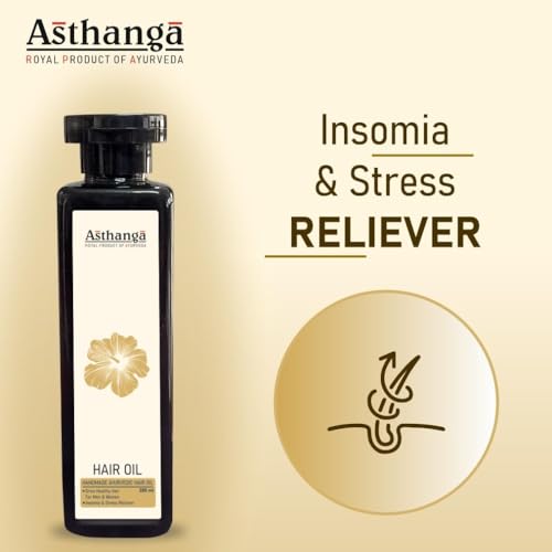 Image of Asthanga Hair OilI I Handmade Ayurvedic | Hibiscus Hair Growth Oil for Women & Men I Promotes New Hair Growth & Strengthens Hair | Insomia & Stree Reliever & Controls Hair Fall | Suitable for All Hair Types-200 ml