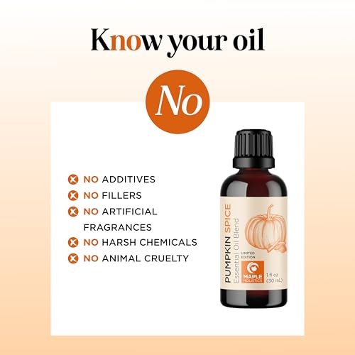 Image of Pumpkin Spice Essential Oil Blend - Warm & Cozy Pumpkin Spice Oil for Diffuser Candles Soaps & DIYs with Real Nutmeg Cinnamon Clove & Ginger Extracts - Fall Scented Aromatherapy Blend (1 Fl Oz)