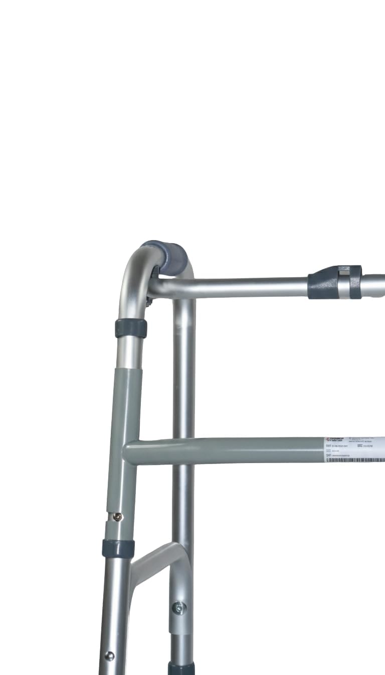 Ausilium Deambulatore Pieghevole a 4 Ruote in Alluminio, Ruote Anteriori Piroettanti e Posteriori Gemellate con Freno, Manopole Ergonomiche Imbottite, 3,4 kg, Portata 120 kg, Altezza Regolabile