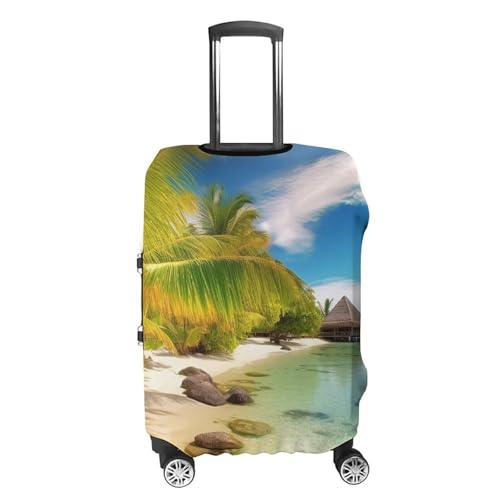 Tropical Beach Scenery Travel Luggage Cover Anti-scratch Suitcase Cover Elastic Suitcase Protective Cover Fits 19-32 Inch Luggage S4