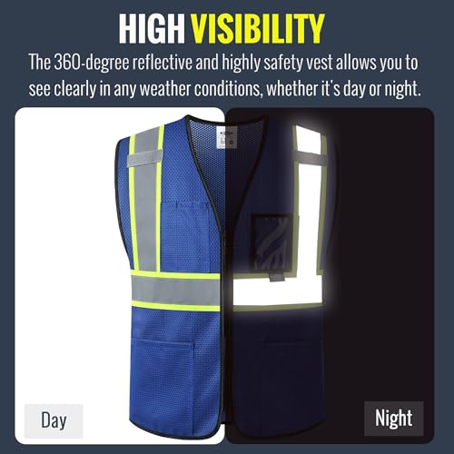 Image of JKSafety Safety Vest for men women Hi Vis Vest with Pockets and Zipper High Visibility Meet ANSI Standard(BX310