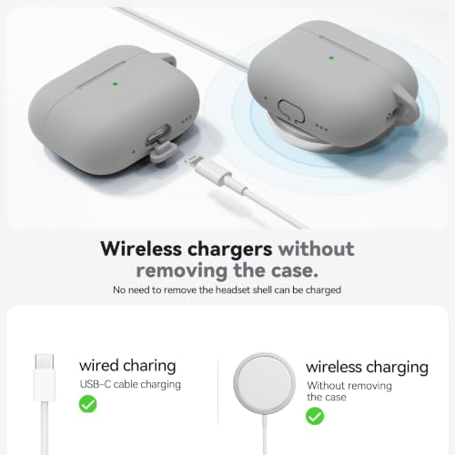 Image of Ljusmicker for AirPods Pro 3 Case 2025 with Cleaner Kit,Light Grey | Soft Silicone Protective Cover for Apple AirPod Pro 3rd Generation Case with Keychain for Women Men,Shockproof