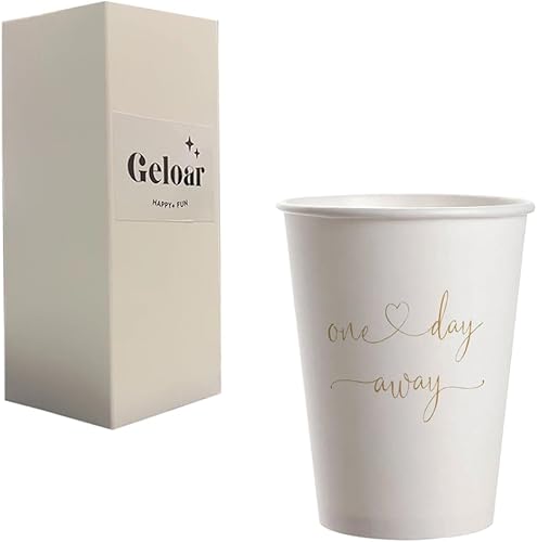 Miniatura 2 de One Day Away - Vasos para cena de ensayo, paquete de 20 vasos de papel desechables dorados de 9 onzas para fiesta de ensayo, cena, boda (tazas de un