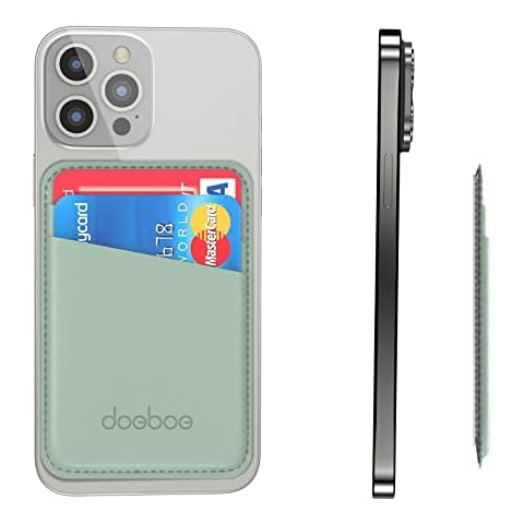 Leather Phone Card Holder for Back of Phone, Credit Card Case Stick on Cell Phone, Strongly Adhesive Phone Wallet Sleeve, Compatible with iPhone, Samsung, Android and All Smartphones Cover