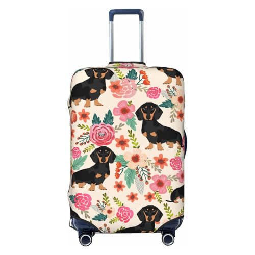 Dog Floral Print Luggage Cover Suitcase Protector Anti-scratch Fits 18-32 Inch Trolley Case