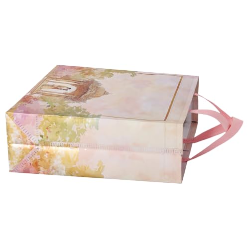 Image of Lavya Large Size Pack of 10 Pcs Wedding Return Gift Bags | Reusable Non-Woven Matt Finish Metallic Laminated | Jewellery, Sweets, Festival Party, Saree, Carry Bag (Golden Mandap, L-13x14x5)