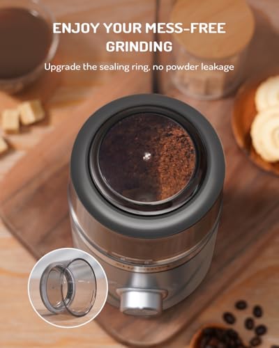 Image of SHARDOR Electric Super Silent Blade Coffee Grinder, Timed Grind Control Rotary Knob, Adjustable Coarse to Fine for Coffee Beans, Spices & Herbs, with 1 Removable Stainless Steel Bowl,Light Gray