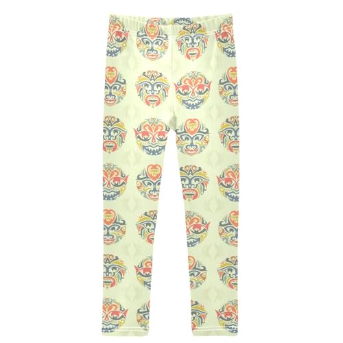 Girls' Leggings Tribal Mask Ankle Length Printed Leggings Comfort Pants for Kids 4-10 Years