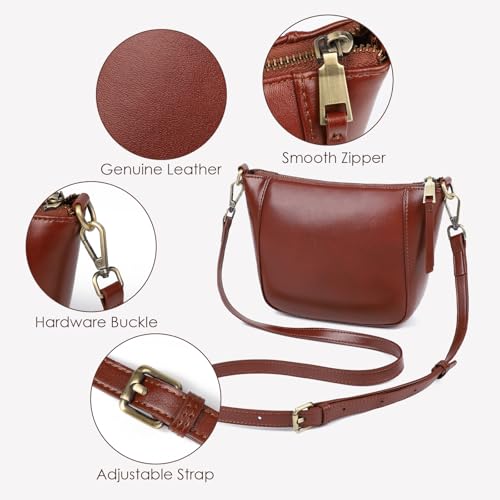 Crossbody Bag for Women, Genuine Leather Purse with Two Adjustable Strap, Small Shoulder Bag4