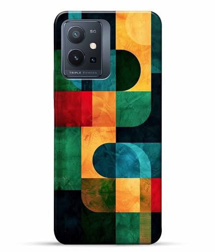 Image of Pattern Colorful Printed Hard Back Case Cover & Compatible for Vivo T1 5G | Vivo Y75 5G | Vivo iQOO Z6 5G (Multicolor) - D1812