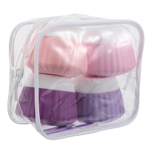 MERRYHAPY Reseuppsättning med Små Silikonkrämburkar Läcksäkra Återfyllbara Behållare för Ansikts Kroppskräm med Lock i Organiserande Pvc-förvaringsbox för Hygienartiklar och Lotion på