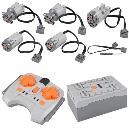 Gobesty Power Functions Set, 8-Teiliges Elektrisch Spielzeug Motor, Servo Motor Function, Power Funktion Zubehör mit Motors, Fernbedienung, Batteriebox, M/L-Motors, Kompatibel mit vielen Modellen