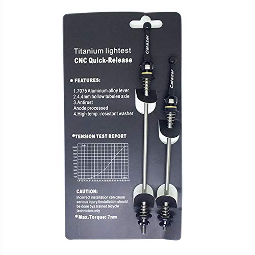 CATAZER Ultraleichtes Titan Fahrrad QR Spieß 48g Ti-Axis Schnellspanner MTB Rennrad Fahrrad Schnellspanner Set (schwarz) Sport & Freizeit