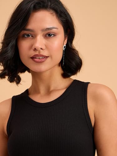 Image of barcino Beige Ribbed Round Neck Tank Top