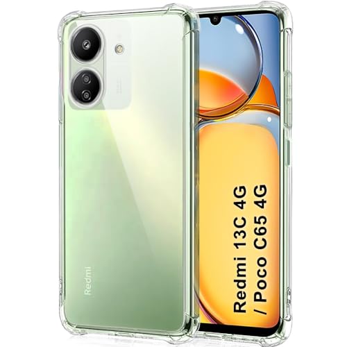 TheGiftKart Crystal Clear Back Cover Case for Mi Redmi 13C 4G / Poco C65 | Shockproof Soft TPU Case | Cushioned Edges for Ultimate Protection Back Cover Case (TPU, Transparent)