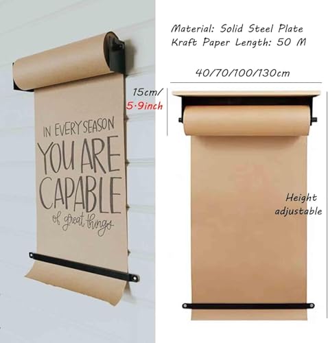 Distributeur de rouleau de papier kraft mural et coupe-papier, support mural pratique pour la maison, le bureau, le café et l'école